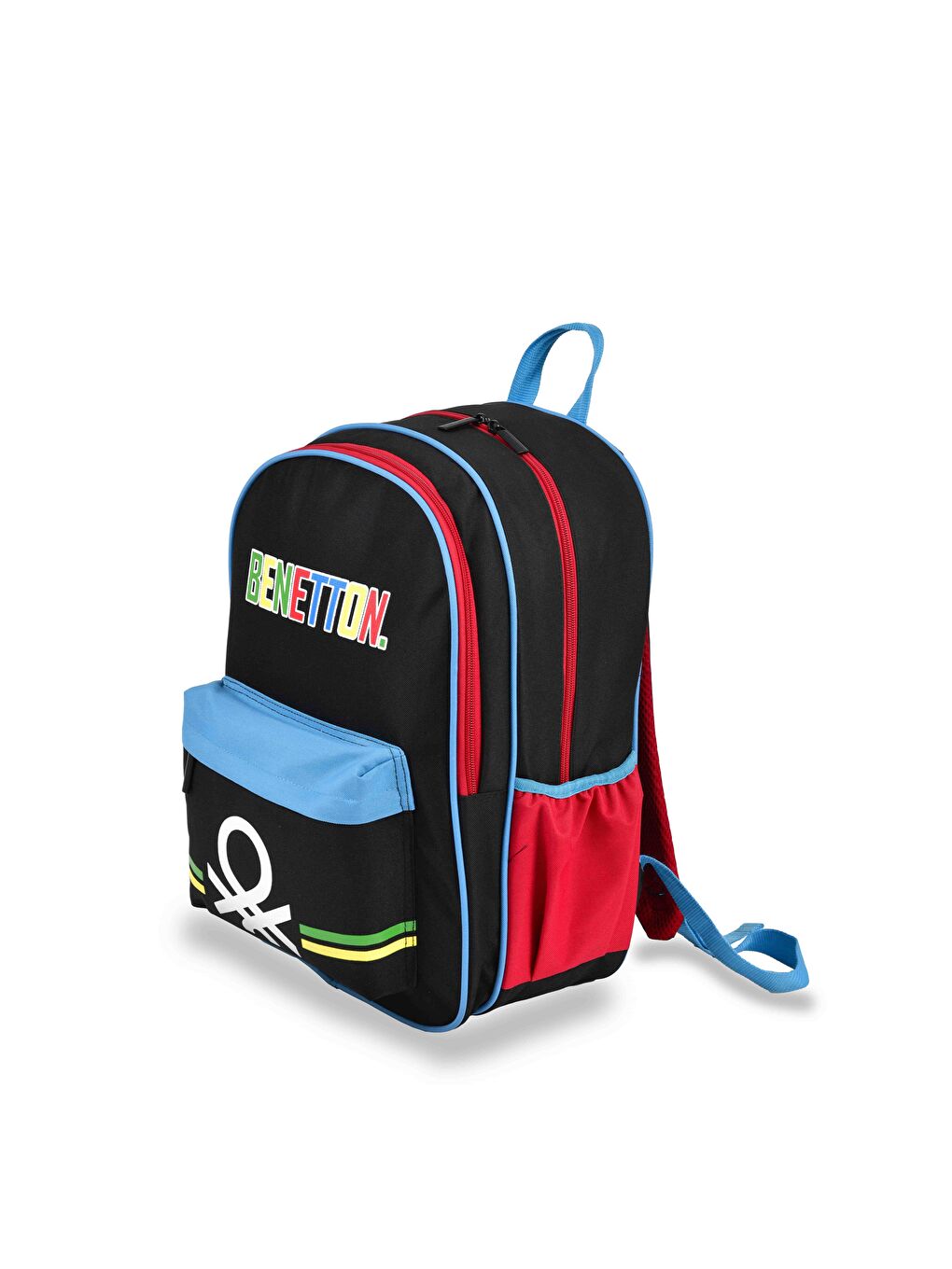 Erkek Çocuk Siyah Benetton Logolu Çift Bölme Sırt Çantası-2