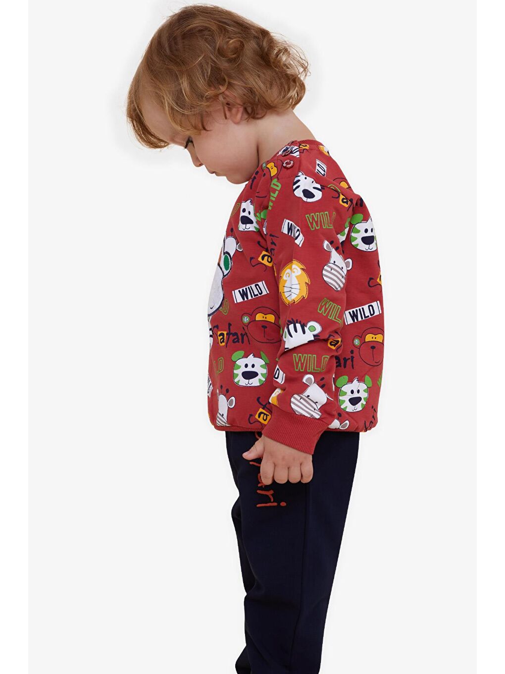 Kahverengi Erkek Çocuk Esofman Takimi Maymun Nakisli Kiremit (1-4 Yaş)-2