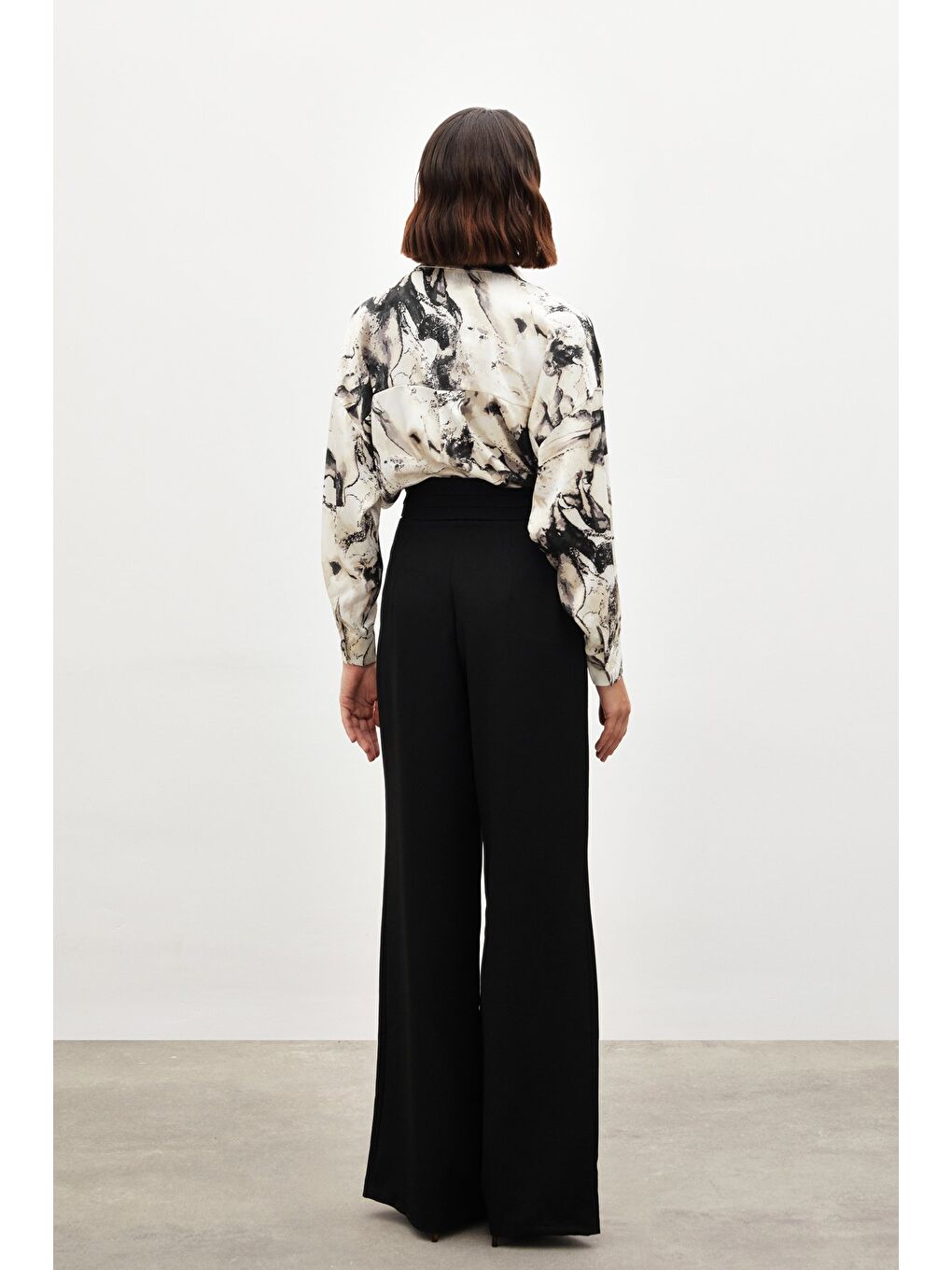 Bel Detaylı Pantolon - Siyah-6