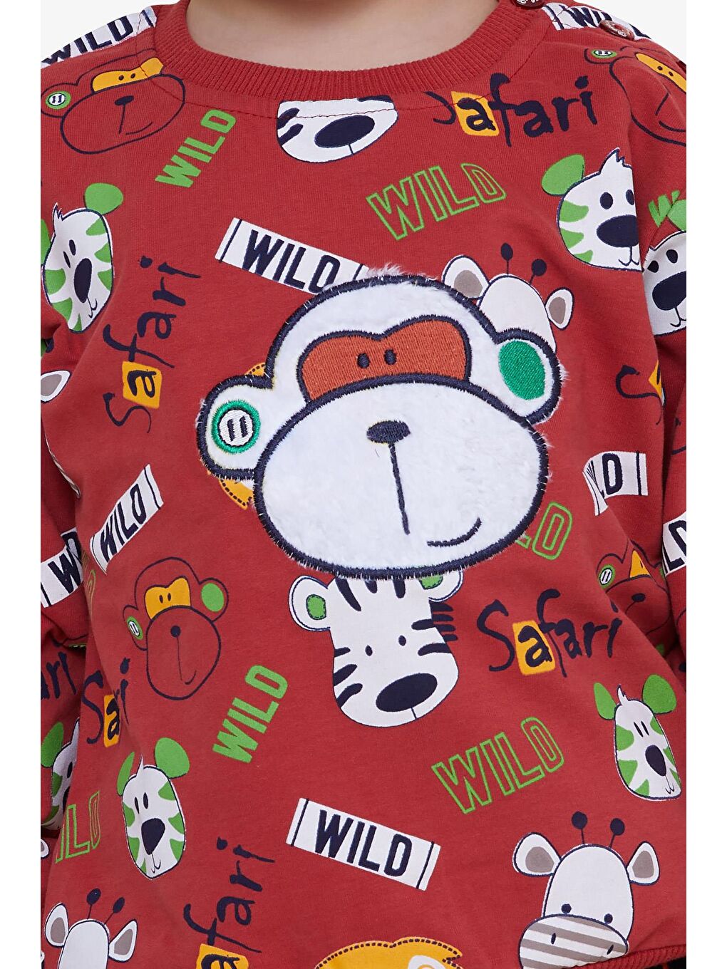 Kahverengi Erkek Çocuk Esofman Takimi Maymun Nakisli Kiremit (1-4 Yaş)-3