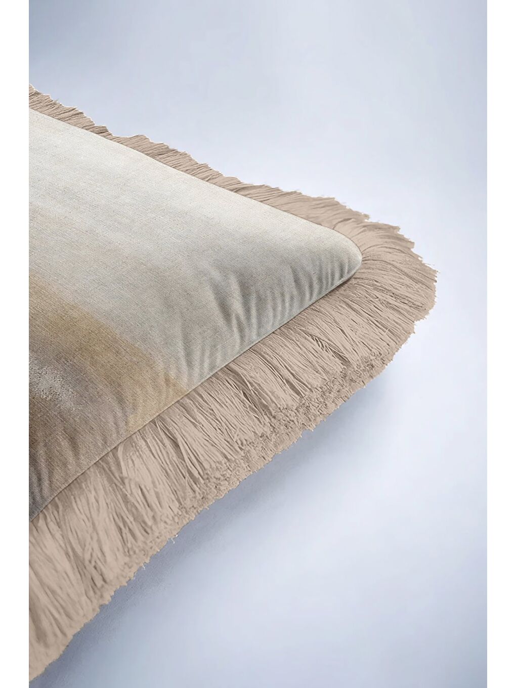 Karışık Lüks Doğal Dalga Saçaklı Yastık Kılıfı - Pastel Country Bej Gri Tonlu Püsküllü Kırlent Kılıfı-6