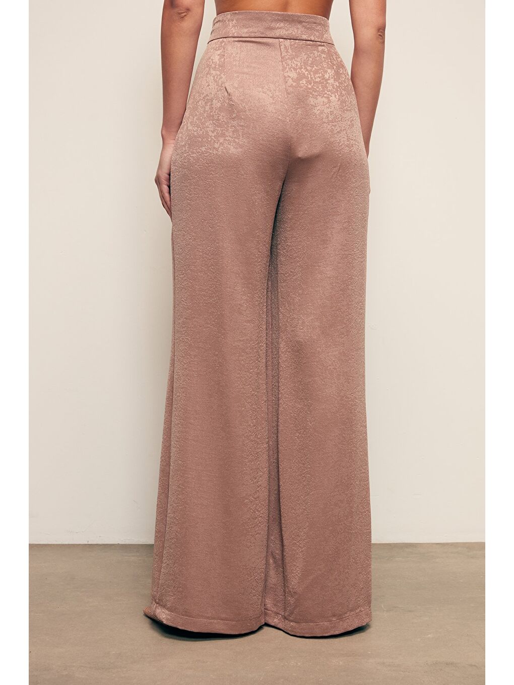 Bej Geniş Paça Pantolon - Vizon-4