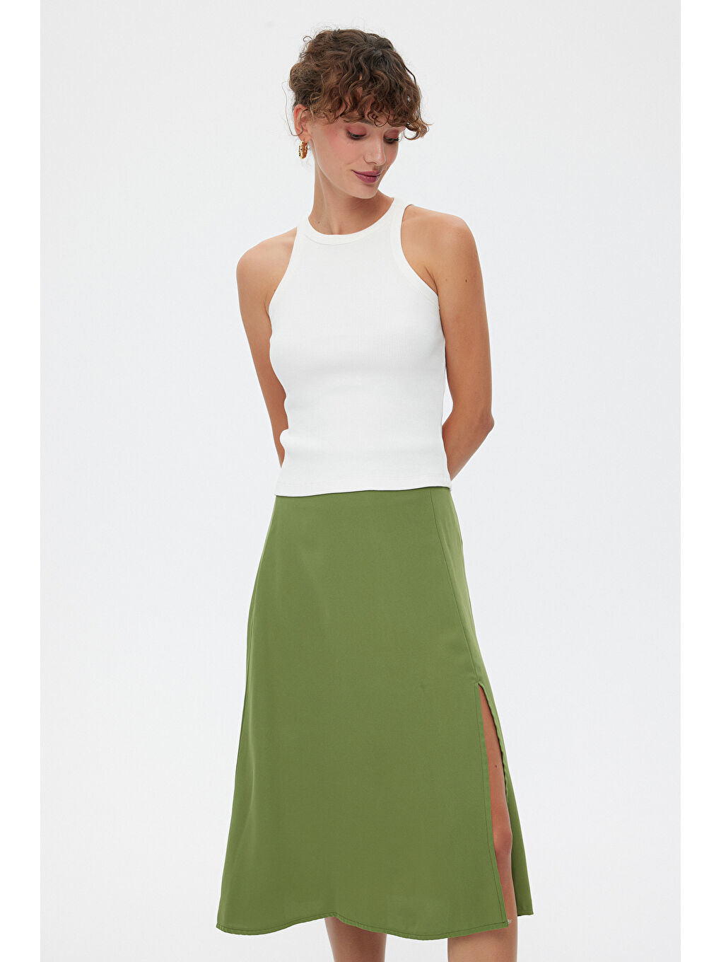 Beyaz Halter Yaka Pamuklu Kaşkorse Atlet