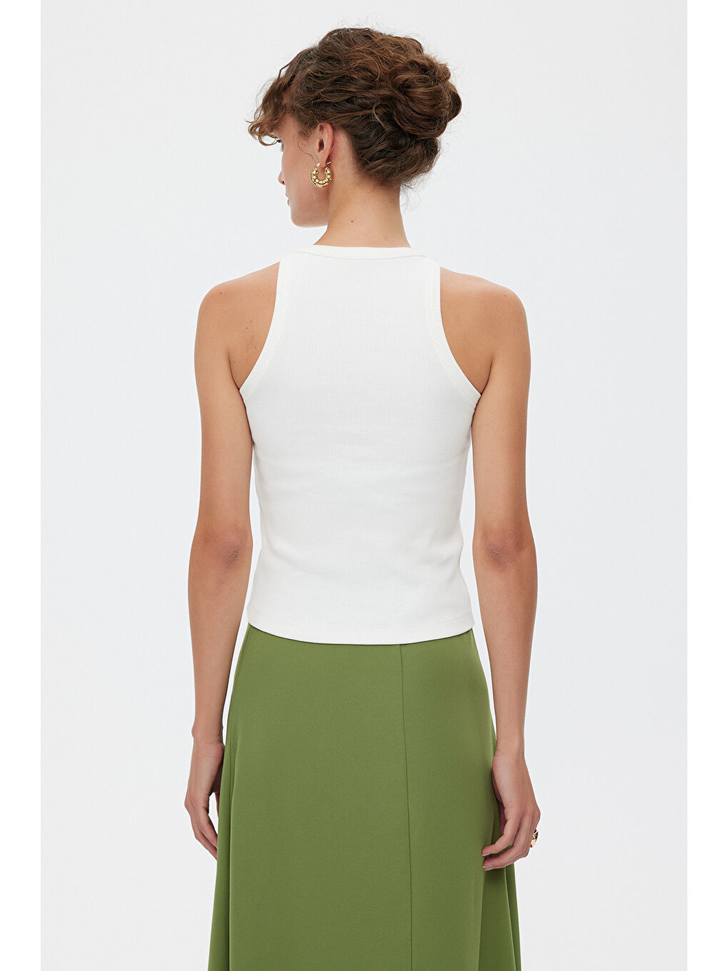 Beyaz Halter Yaka Pamuklu Kaşkorse Atlet-1