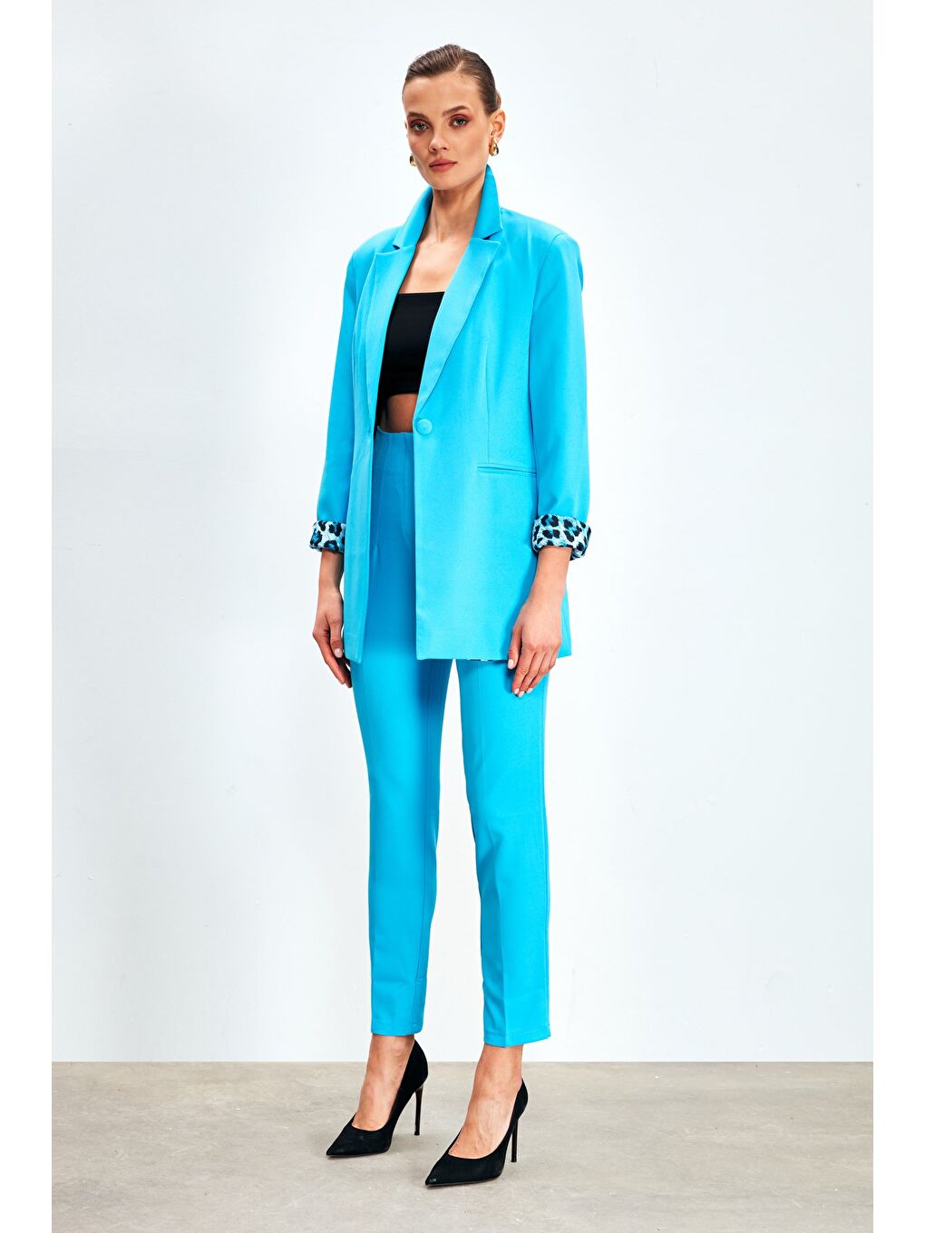 Yüksek Bel Pensli Pantolon - Bebe Mavi-2