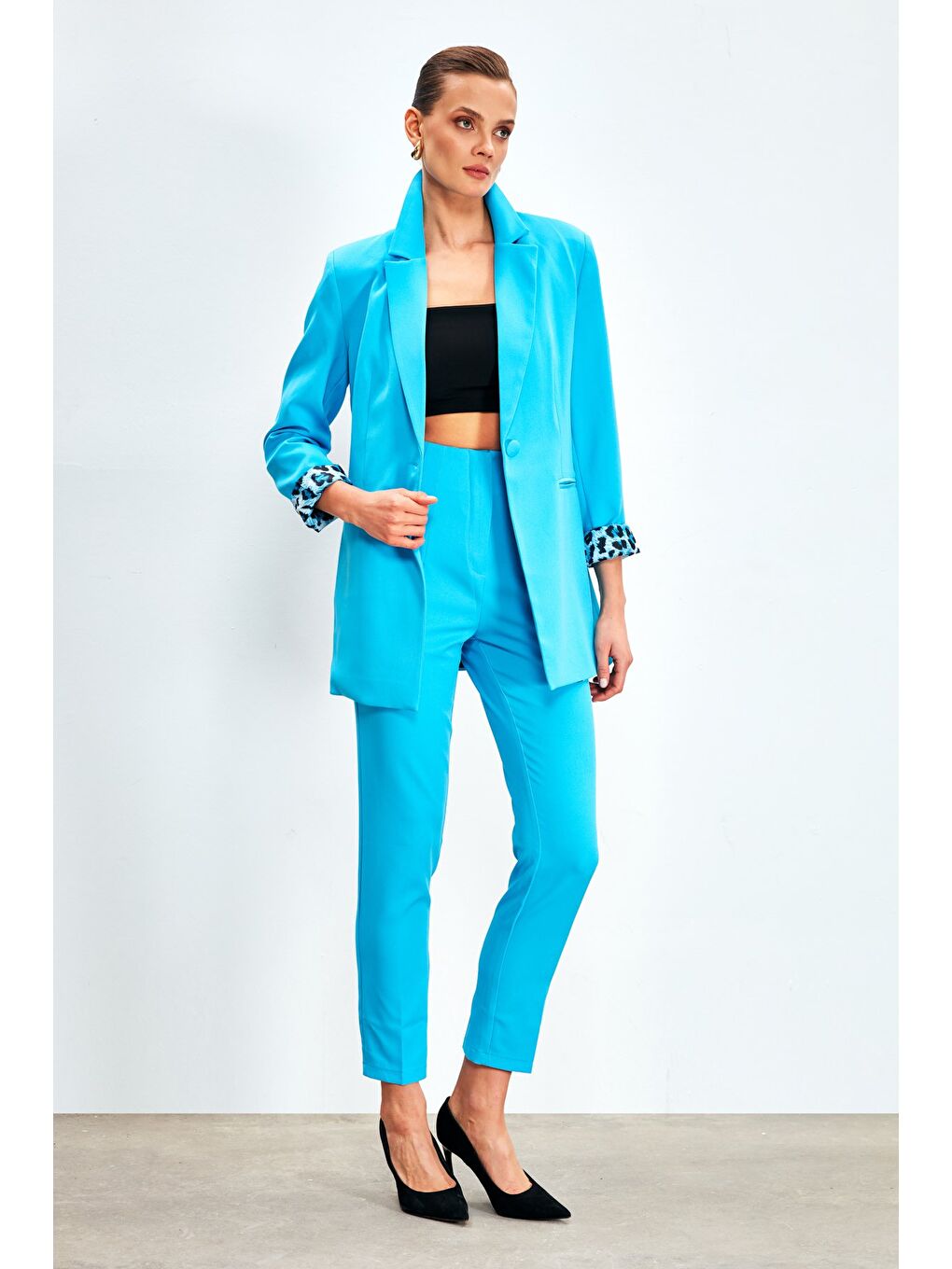 Yüksek Bel Pensli Pantolon - Bebe Mavi-3