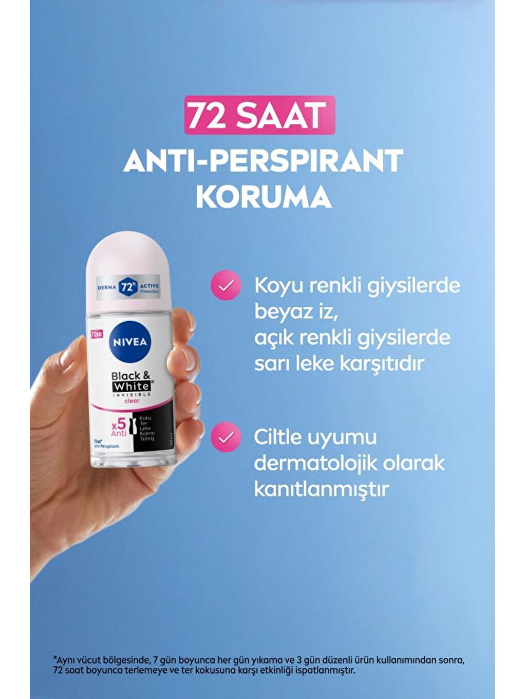 NIVEA Şeffaf Kadın Roll-on Deodorant Black&white Invisible Clear 50ml, 72 Saat Anti-perspirant Koruma - 1