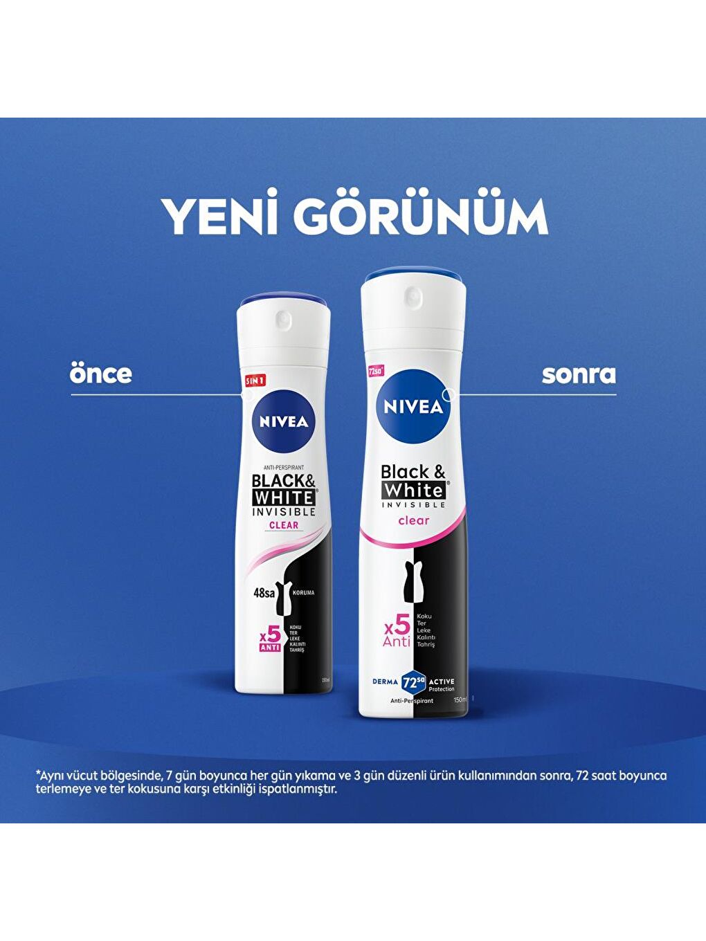 NIVEA Kadın Sprey Deodorant Black&White Invisible Clear 150ml, 72 Saat Anti-perspirant Koruma, X3 Adet - 4