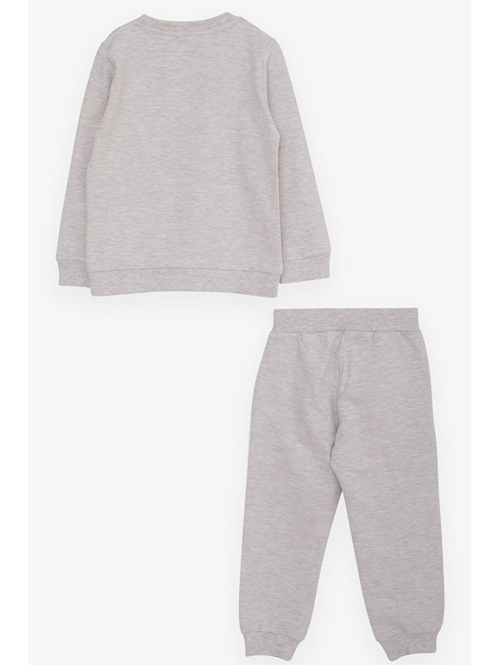 Erkek Çocuk Eşofman Takımı Astronot Ayıcıklar Baskılı Bej Melanj (2-5 Yaş)-4