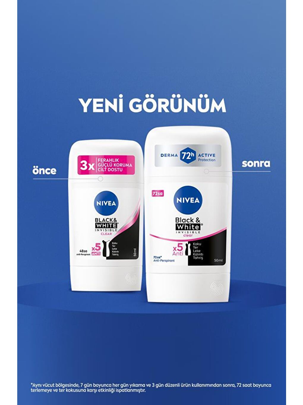 NIVEA Kadın Stick Deodorant Black&White Clear 50ml, 48 Saat Koruma, X3 Adet - 4