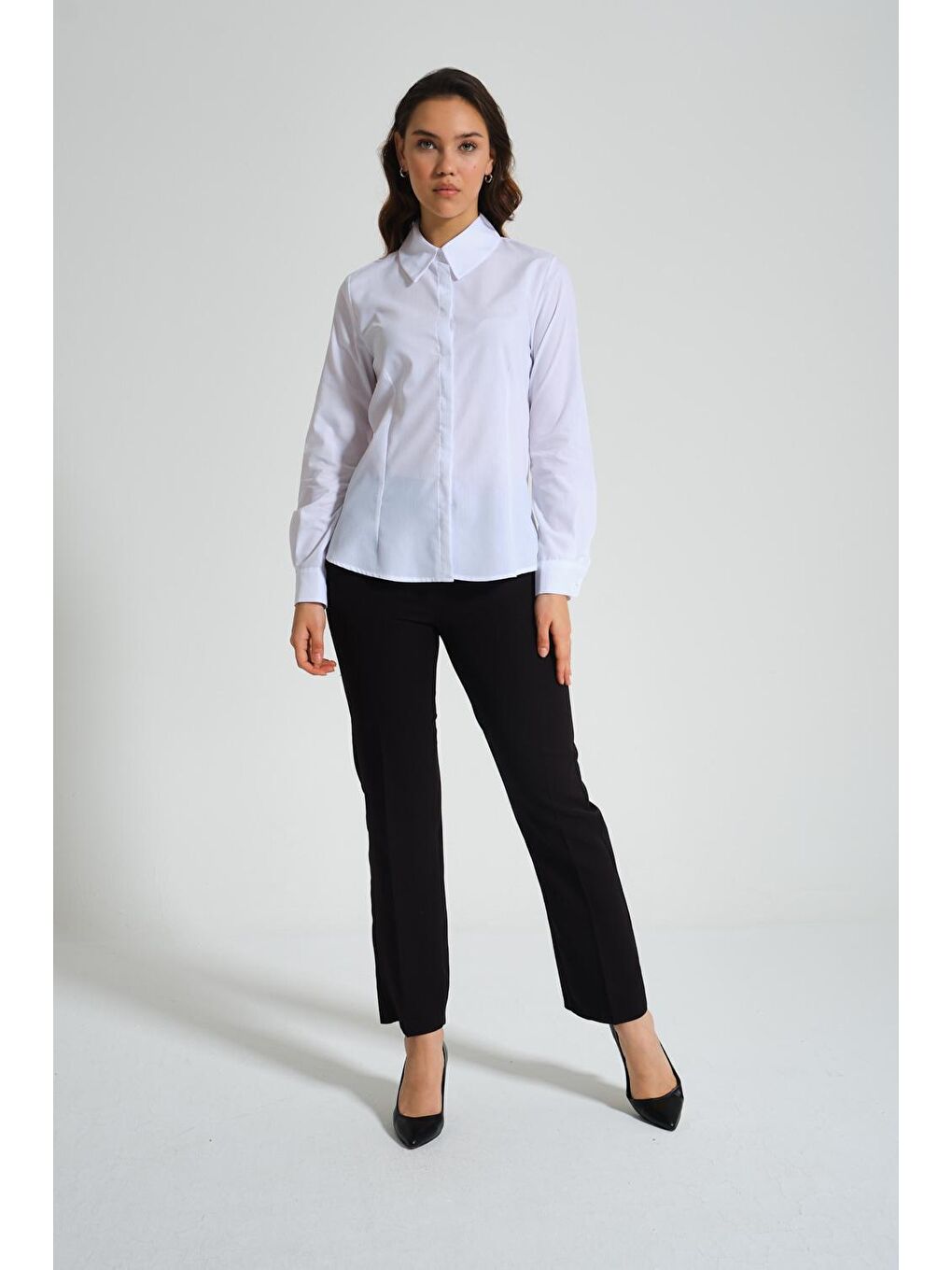 Basic Poplin Beyaz Gömlek-2