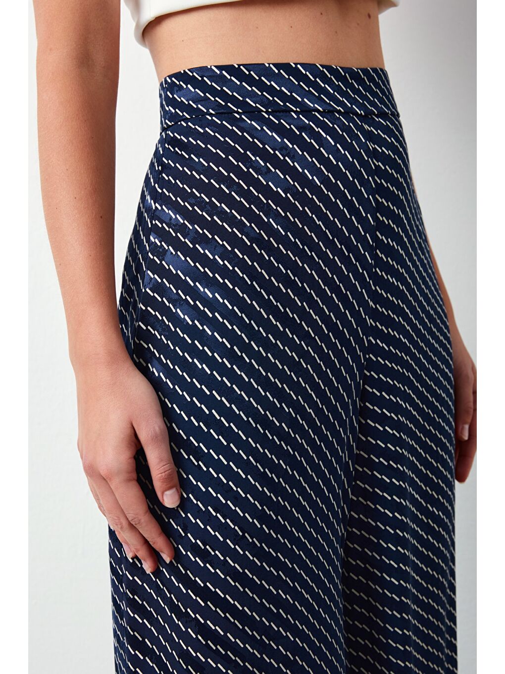 Çizgi Desenli Pantolon - Lacivert-3