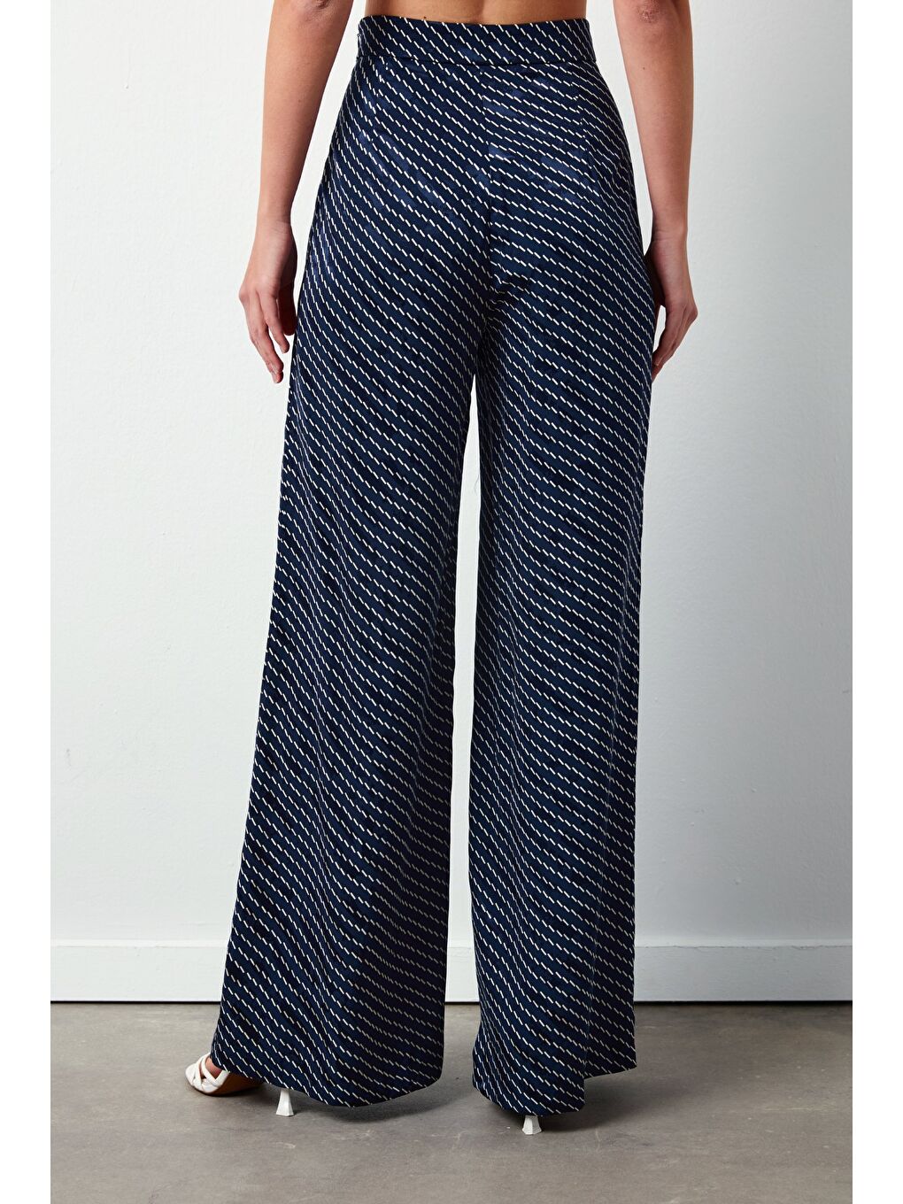 Çizgi Desenli Pantolon - Lacivert-5