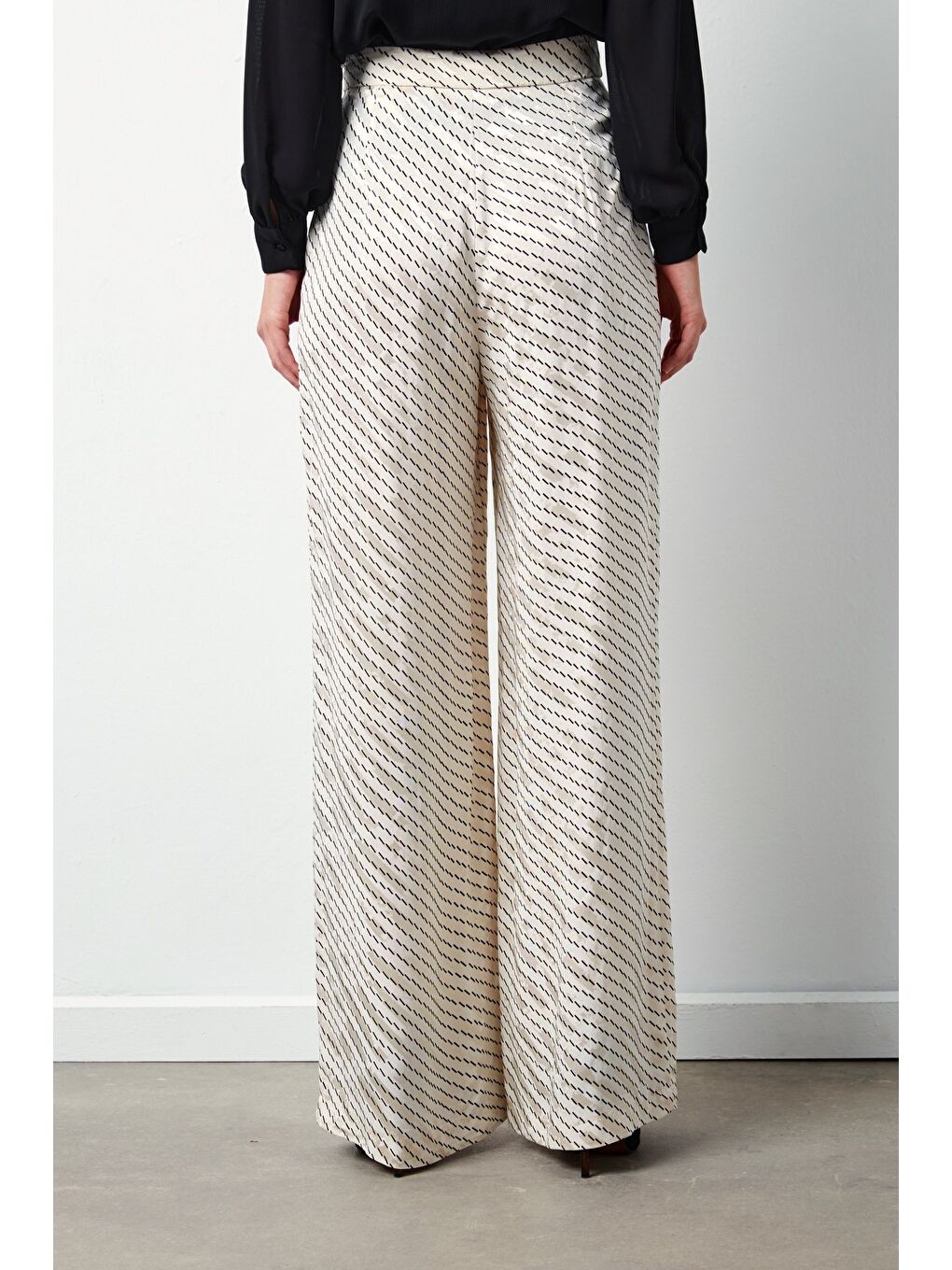 Çizgi Desenli Pantolon - Bej-6