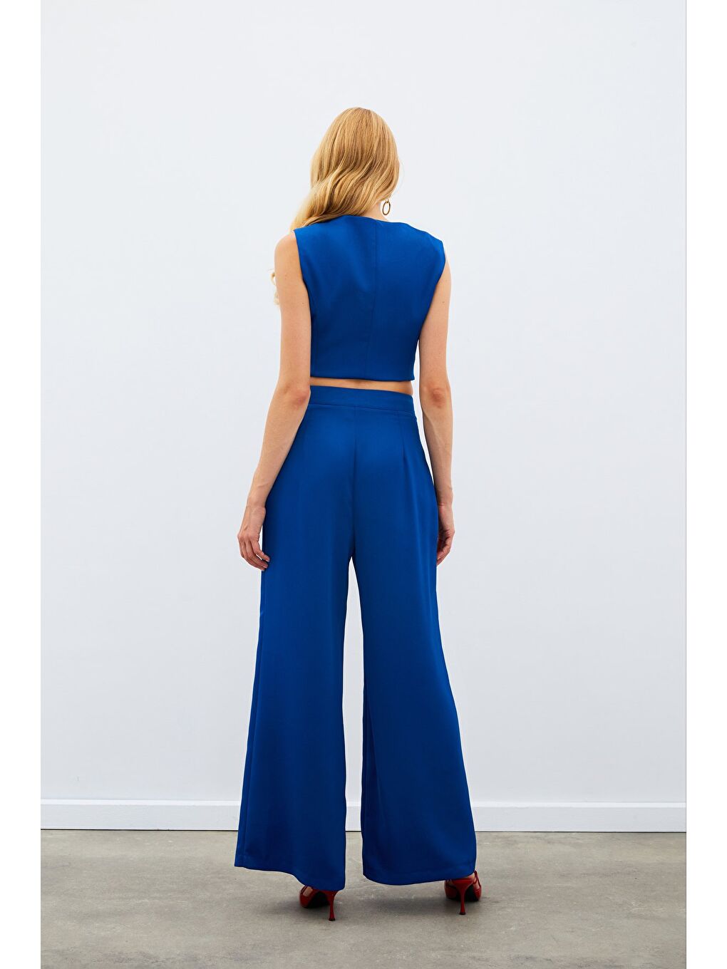 Salaş Krep Pantolon - İndigo-6