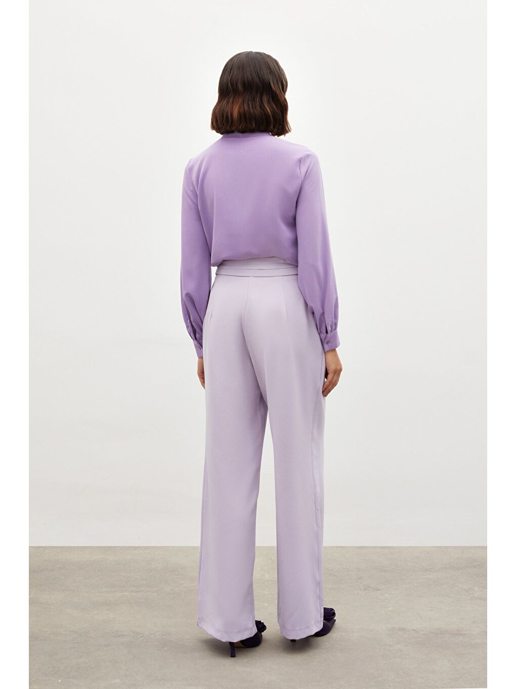 Bel Detaylı Pantolon - Lila-7