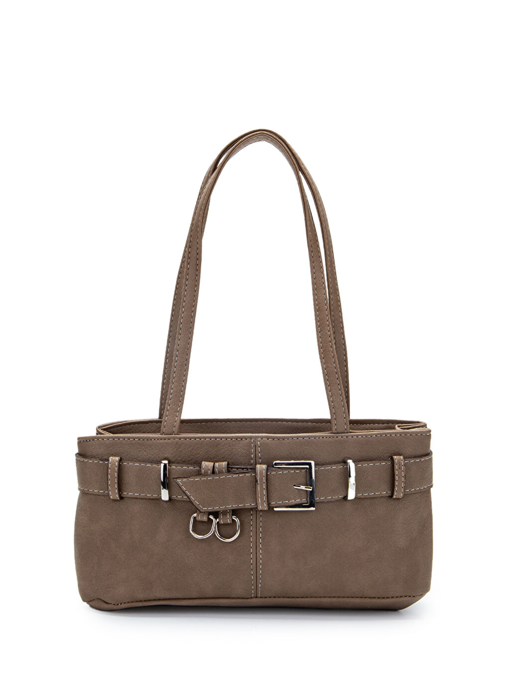 Kahverengi Kemer Detaylı Kadın Kol Çanta Birdy Koyu Vizon