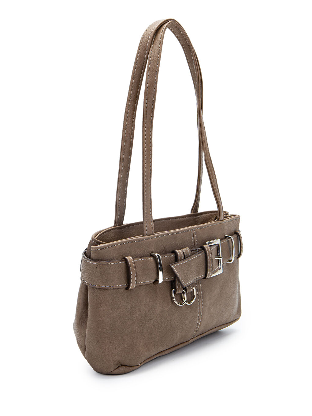 Kahverengi Kemer Detaylı Kadın Kol Çanta Birdy Koyu Vizon-1