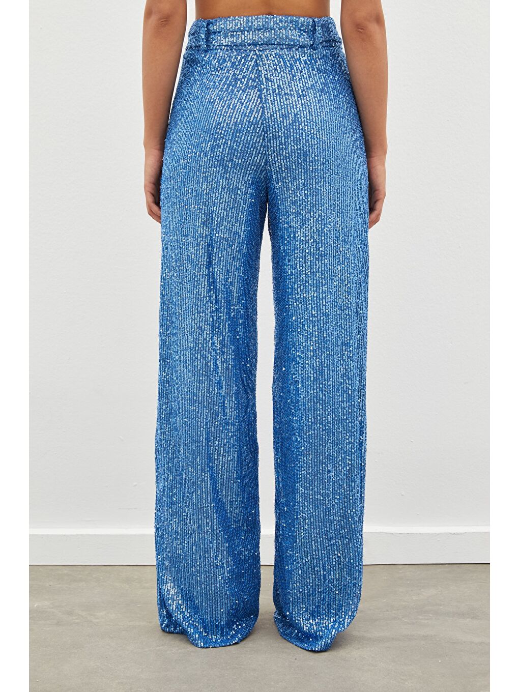 Kemerli Payet Pantolon - İndigo-7