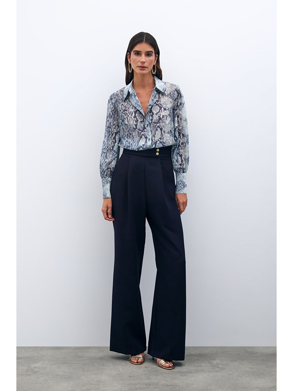 Bel Detaylı Pantolon - Lacivert