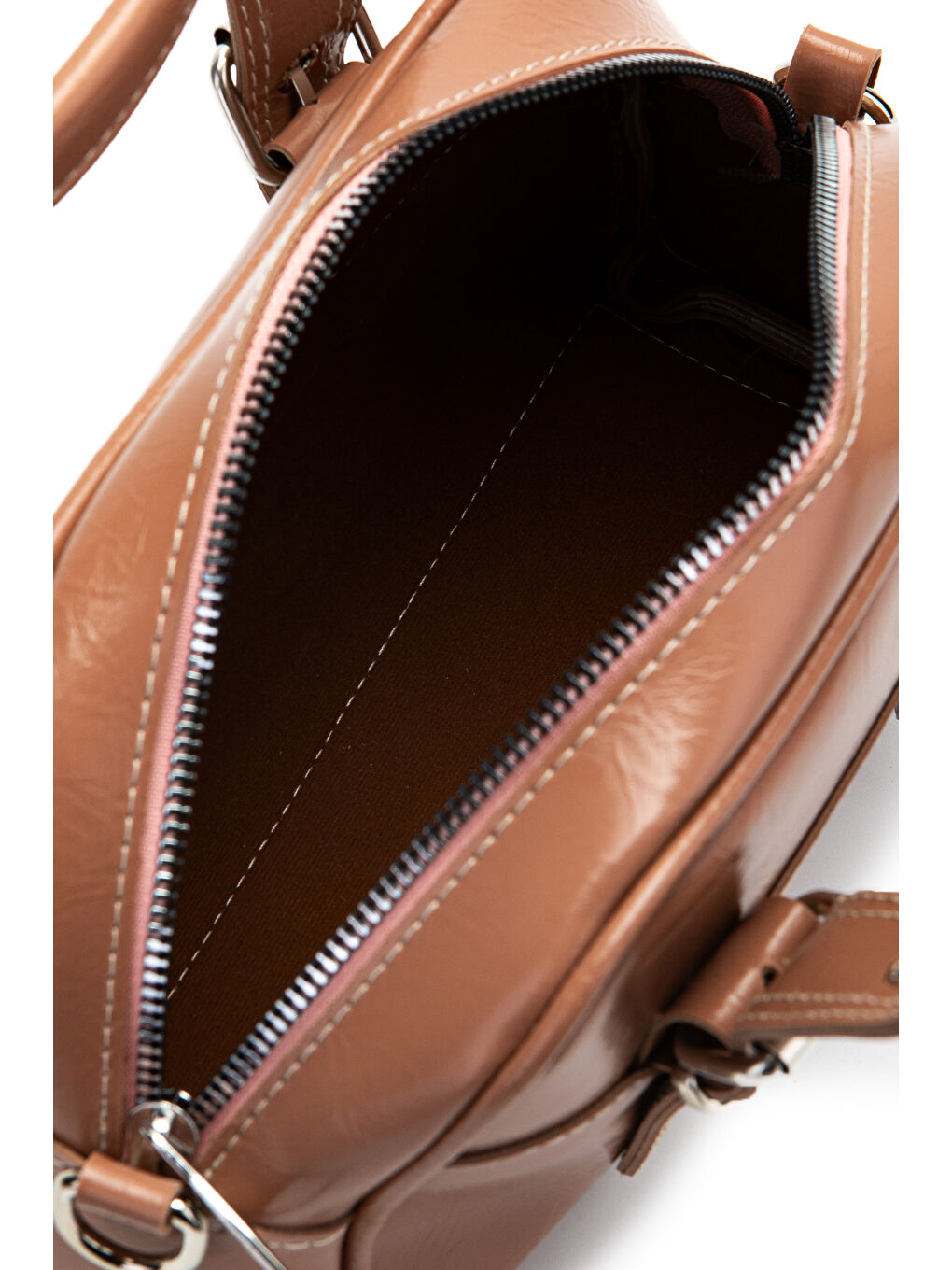 Pembe Çift Kemer Tokalı Ojos Somon Suni Deri Kadın Çapraz Çanta-4