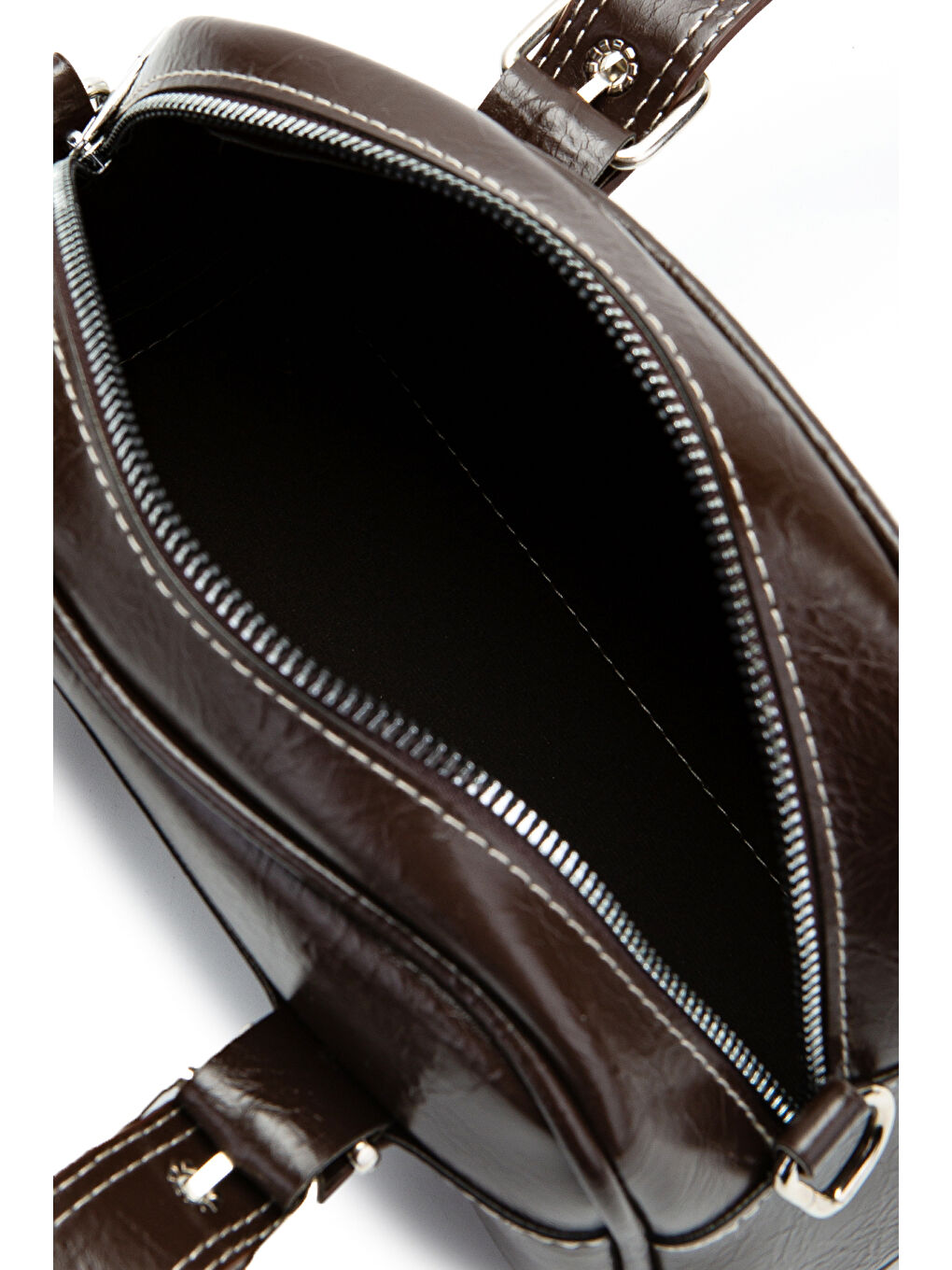 Çift Kemer Tokalı Ojos Kahverengi Suni Deri Kadın Çapraz Çanta-4