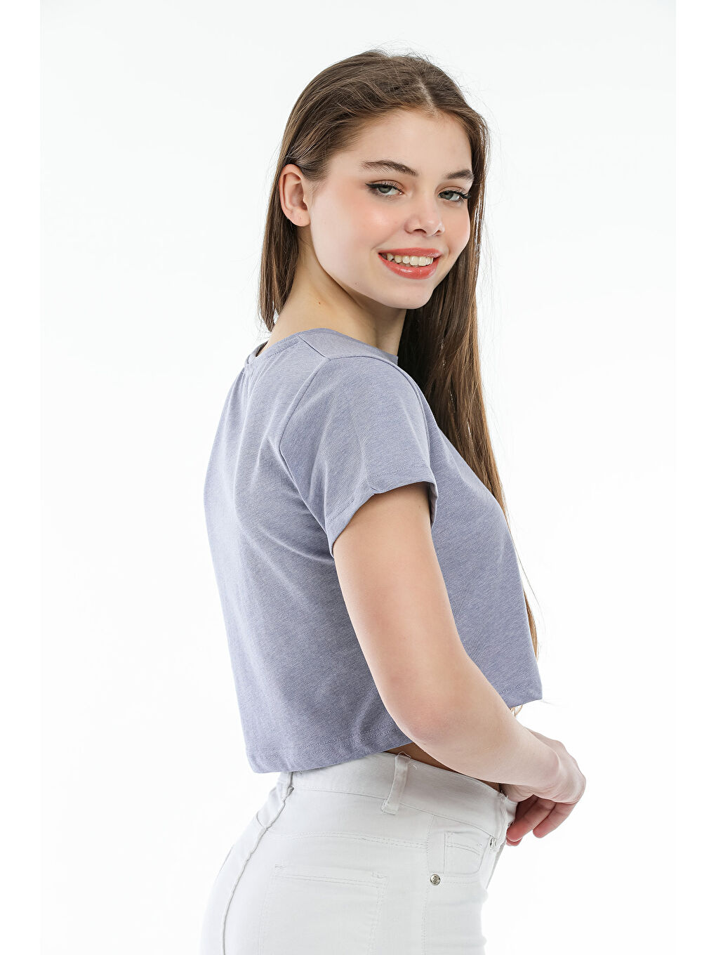 Lila Kadın Bisiklet Yaka Slim Fit Brookyn Baskılı Tişort SPR21Y14-3