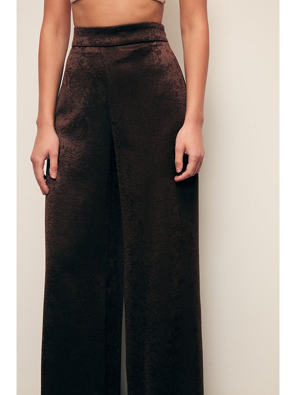 Kahverengi Geniş Paça Pantolon - Kahve-2