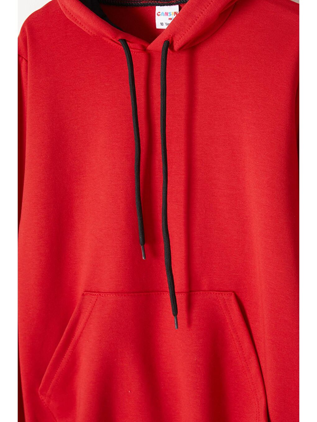 Kırmızı Kanguru Cepli Kapüşonlu Unisex Çocuk Sweatshirt 16784-1