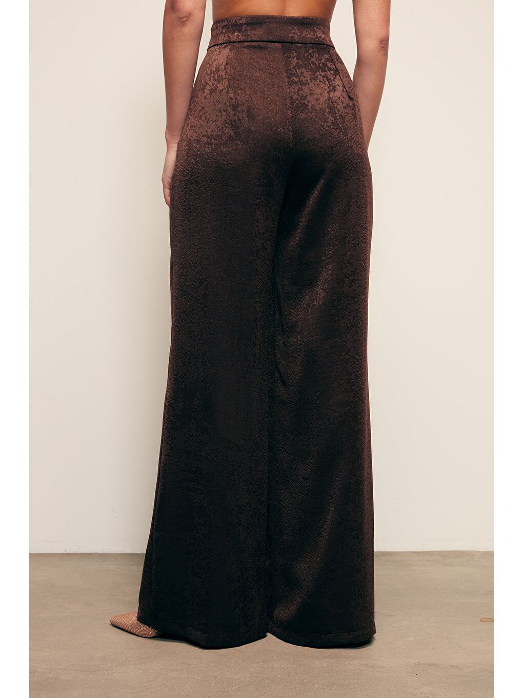 Kahverengi Geniş Paça Pantolon - Kahve-4