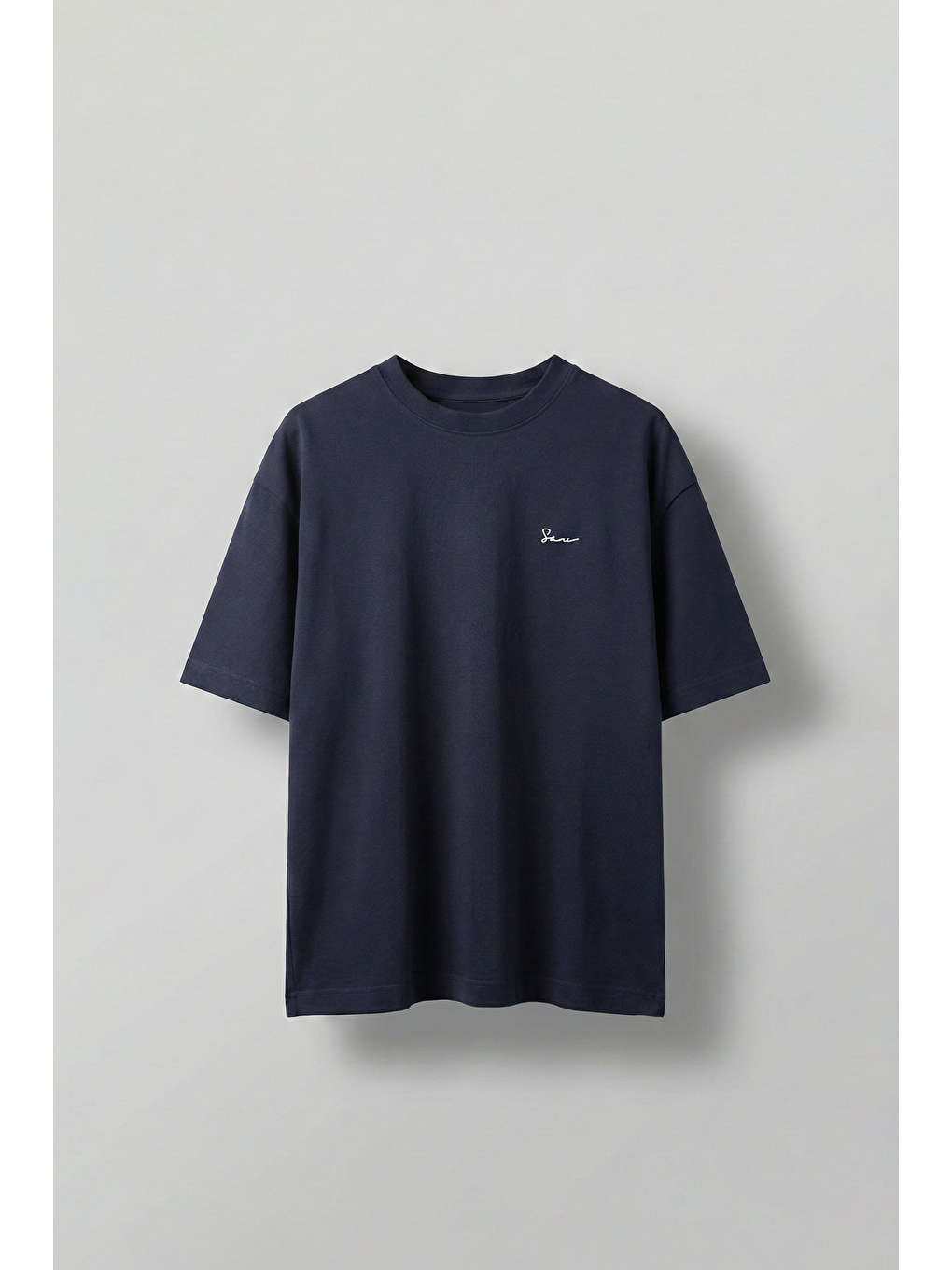 Erkek Sırtı Yamalı Oversize T-Shirt Lacivert-1