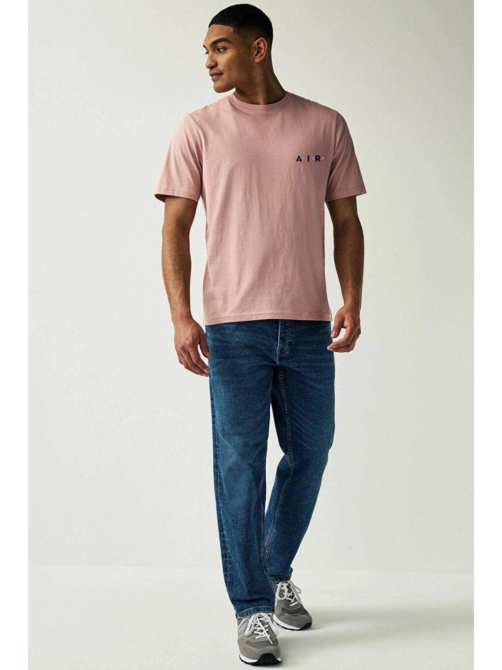 Süperlife Pembe Erkek Bisiklet Yaka Slim Fit Air Baskılı Tişort SPR21Y23 - 1