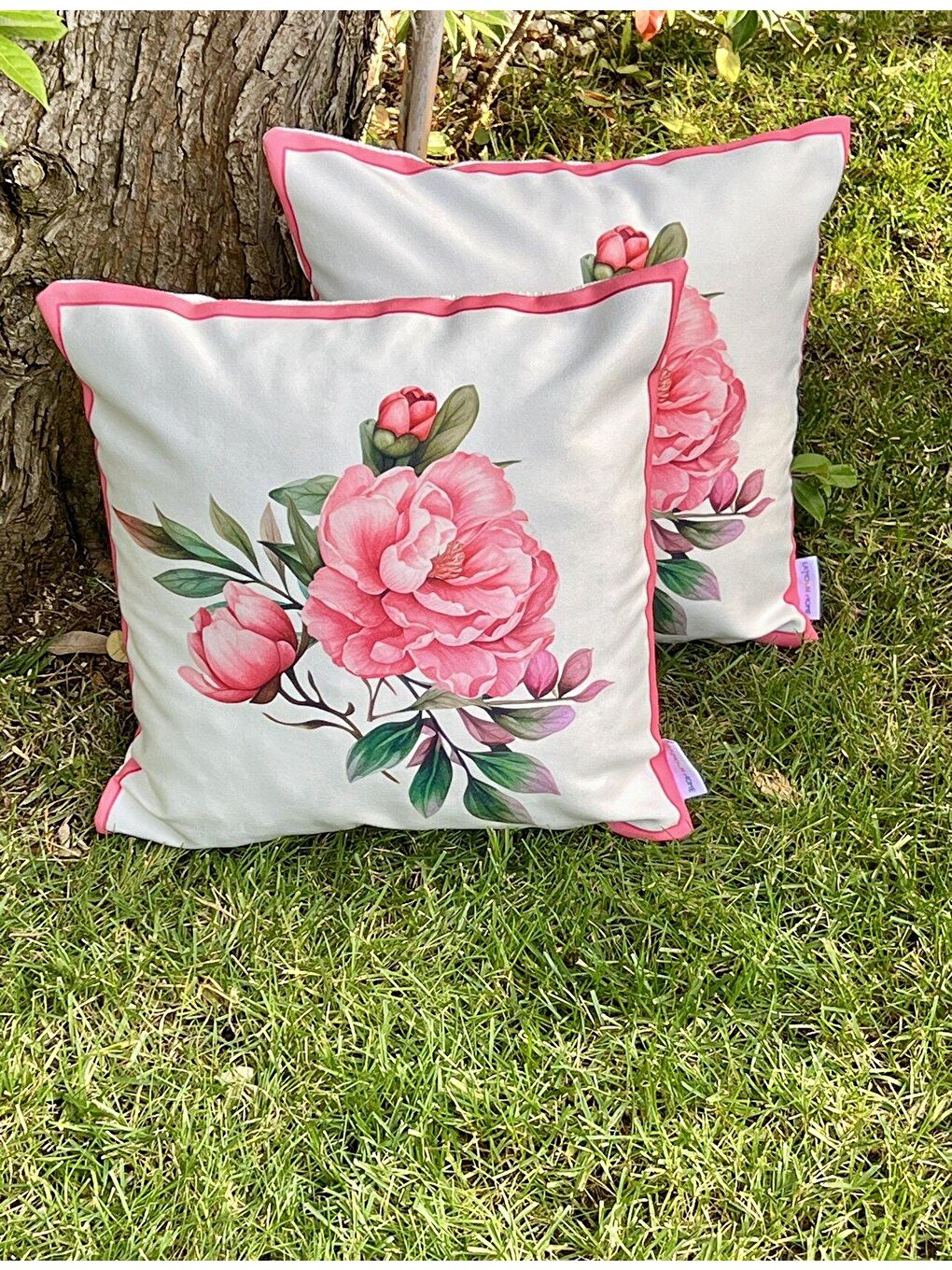 La'moon Home Açık Pembe Pink Rose Desen Kırlent Kılıfı 2'Li