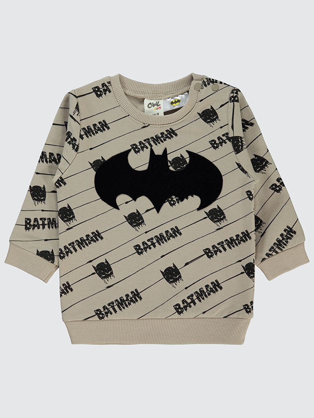 Batman Erkek Bebek Sweatshirt 6-18 Ay Açık Bej