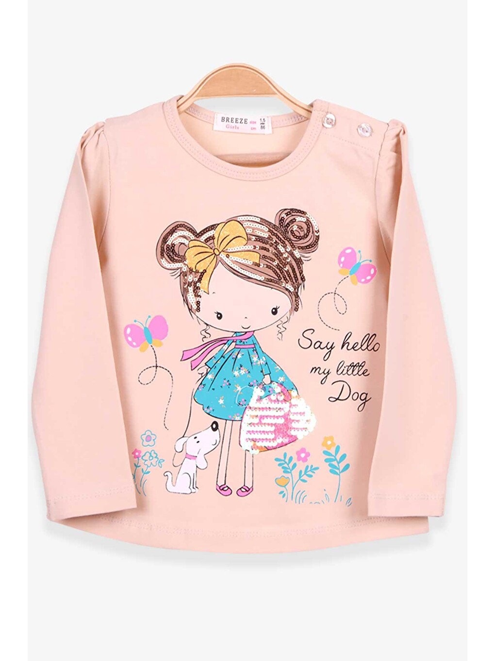Kız Bebek Uzun Kollu Tişört Kız Baskılı Bej (1.5 Yaş)
