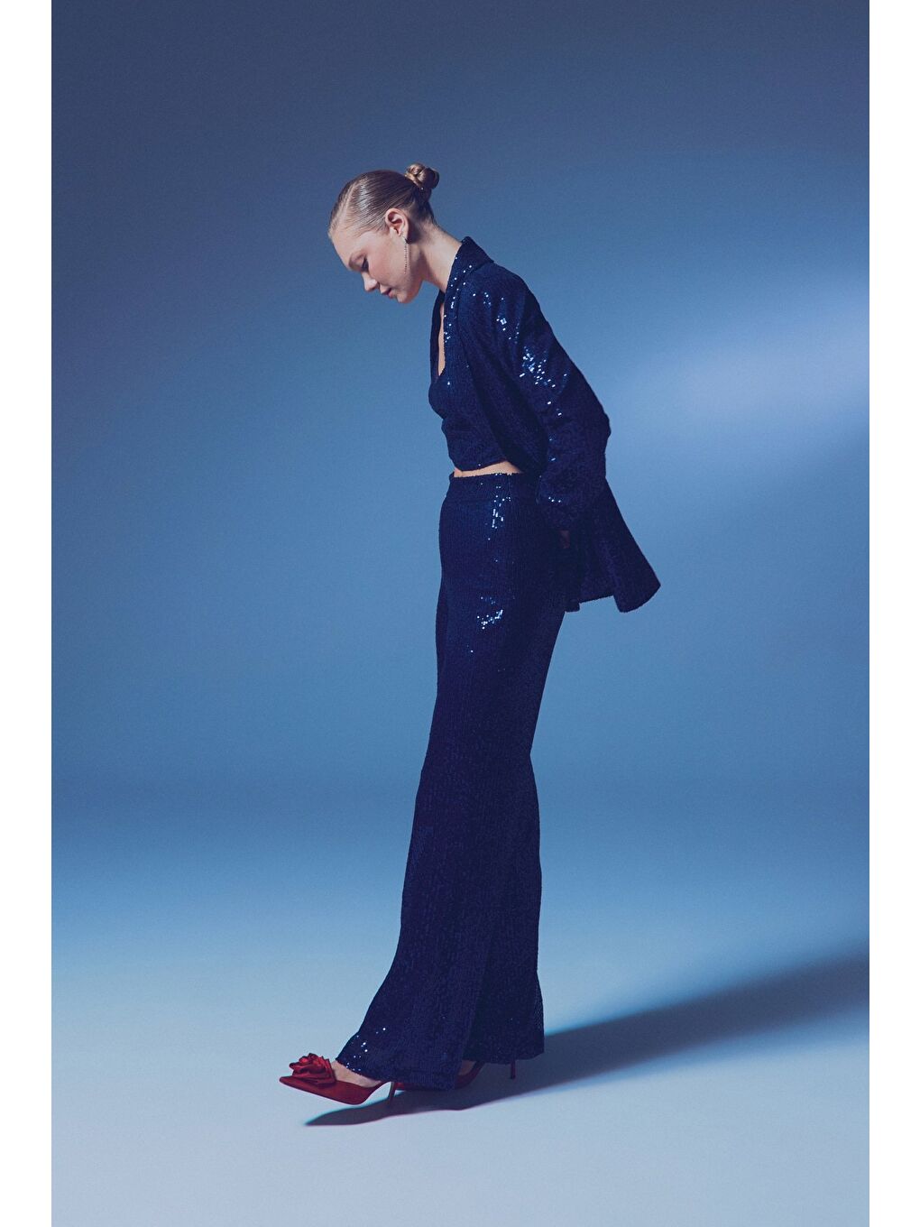 Payetli Salaş Pantolon - Lacivert-1