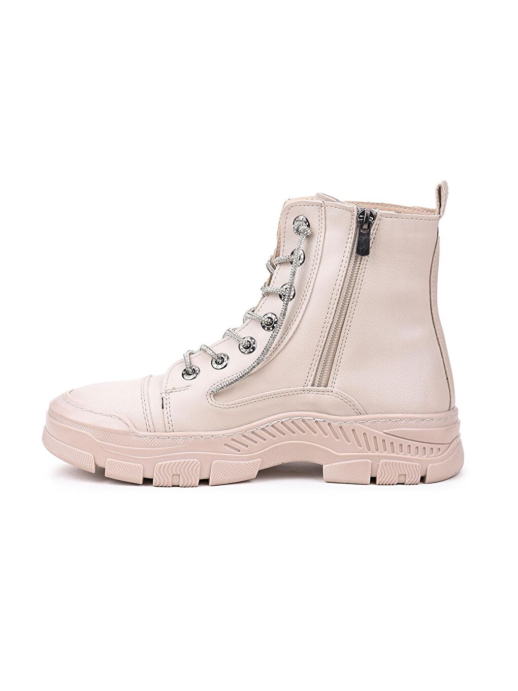 Bej Cilt Termo Taban Kadın Günlük Bot Ayakkabı Fls 01-102 Taşlı-4