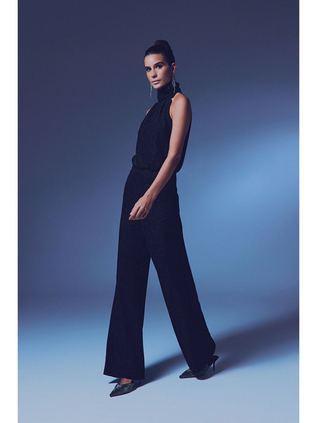 Simli Salaş Pantolon - Siyah-1