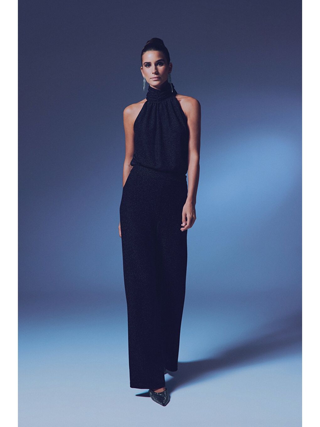 Simli Salaş Pantolon - Siyah-3