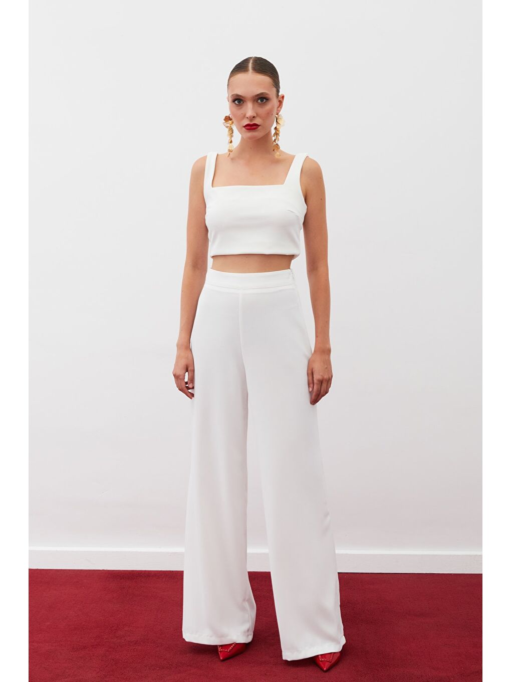 Salaş Krep Pantolon - Ekru-3