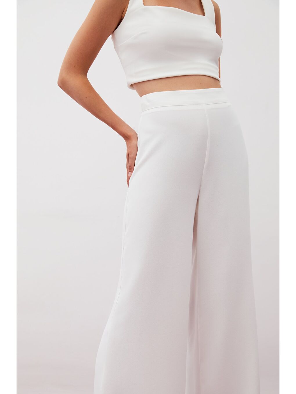 Salaş Krep Pantolon - Ekru-5