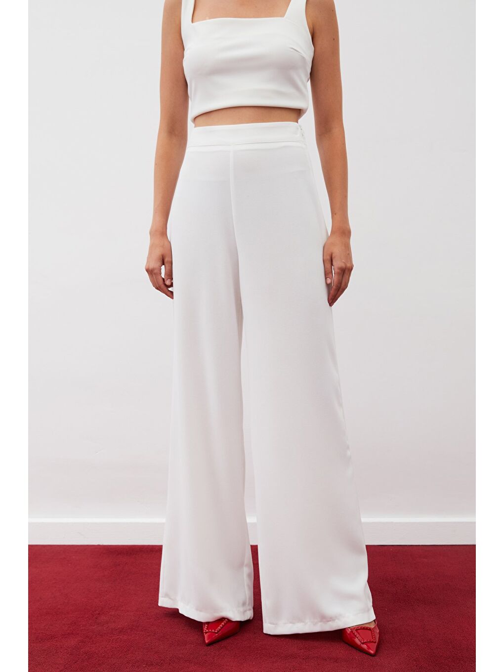 Salaş Krep Pantolon - Ekru-6