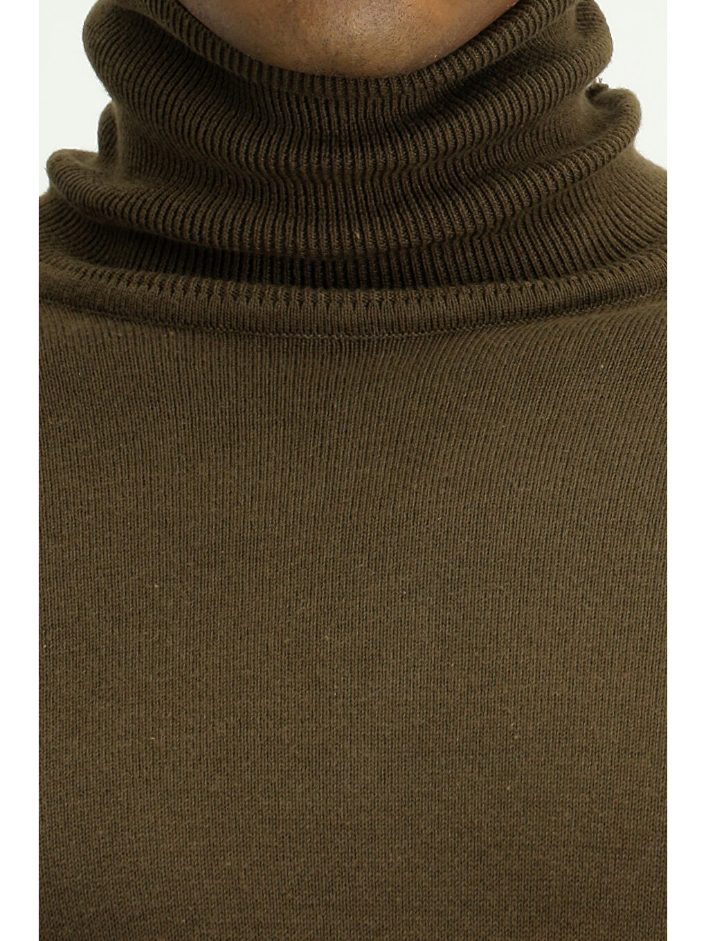 Kahverengi Balıkçı Yaka Regular Fit Pamuklu Triko Kazak-4