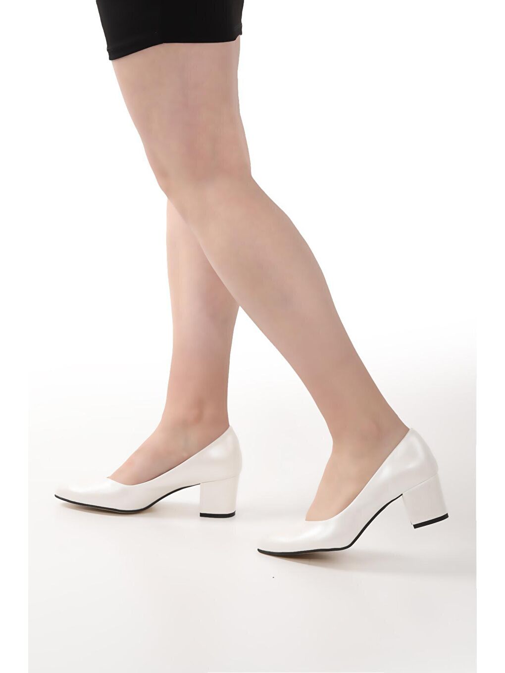 Beyaz Cilt 5 Cm Topuklu Kadın Ayakkabı 1990-2023-1