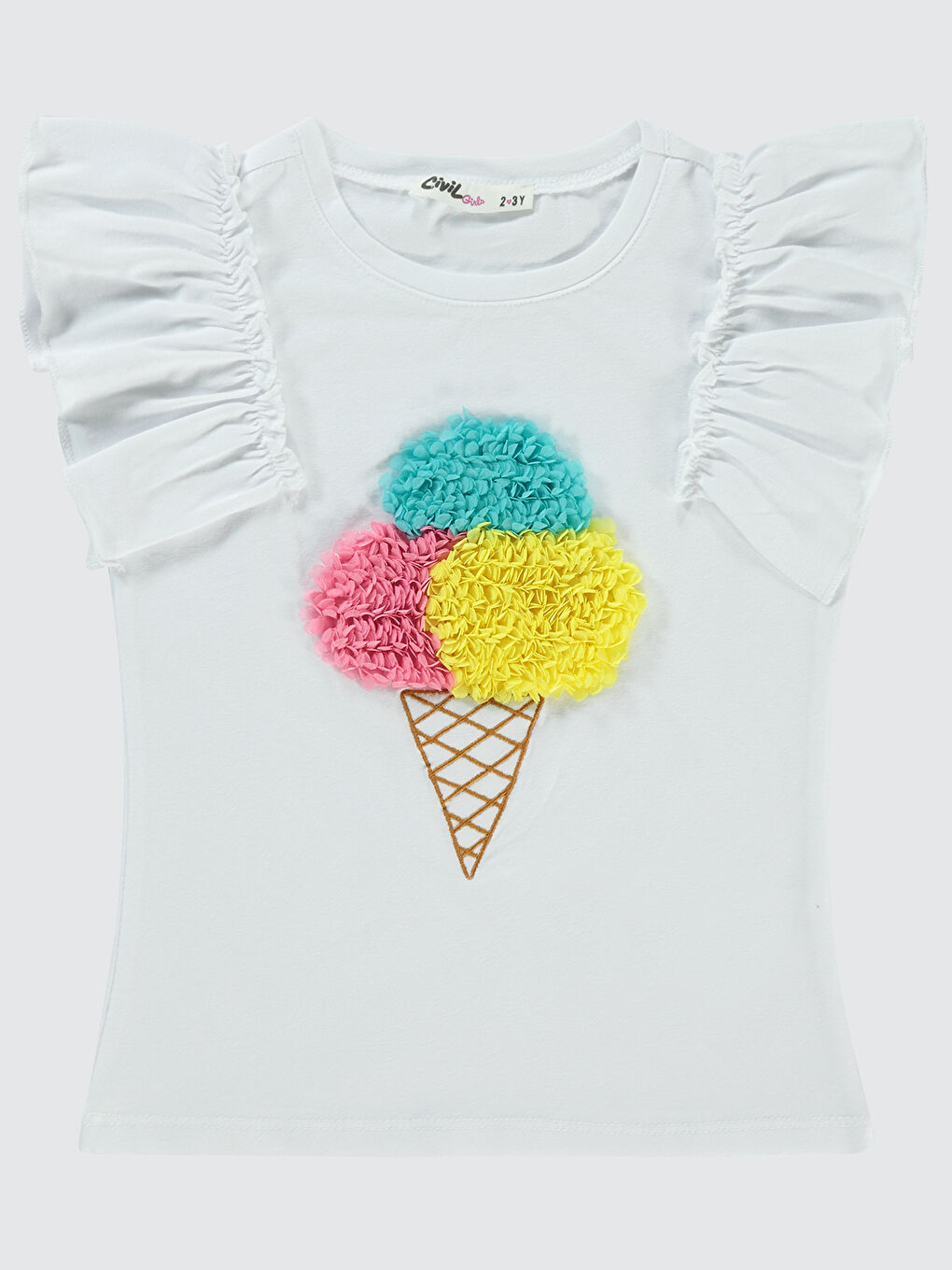 Girls Kız Çocuk Tişört 2-5 Yaş Beyaz