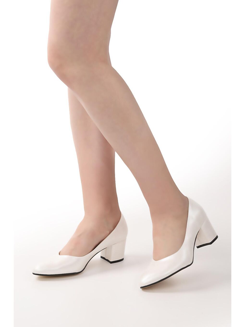 Beyaz Cilt 5 Cm Topuklu Kadın Ayakkabı 1990-2023-2