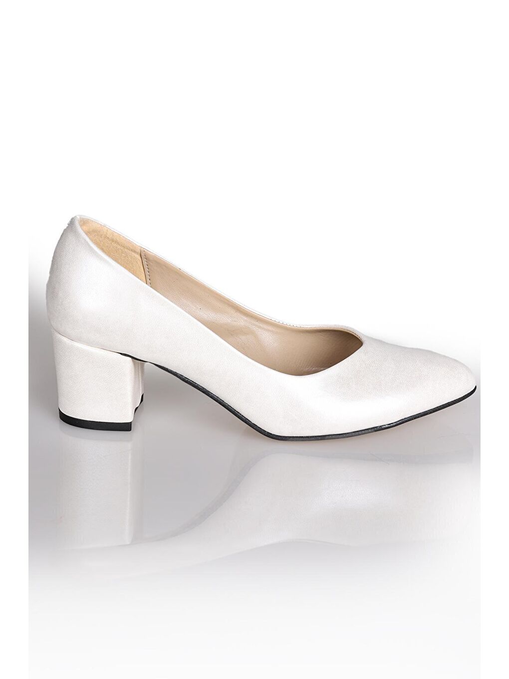 Beyaz Cilt 5 Cm Topuklu Kadın Ayakkabı 1990-2023-4