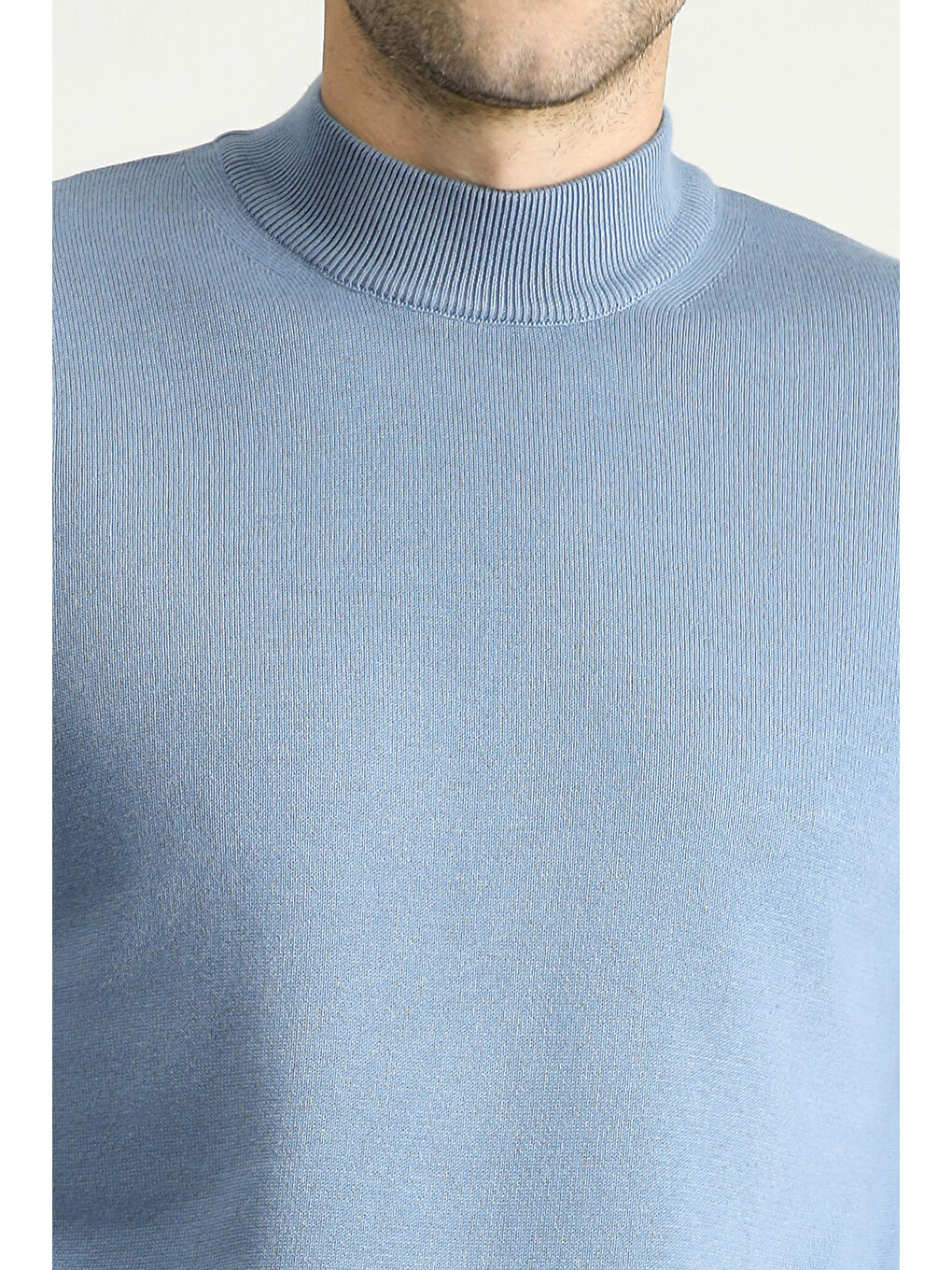 Mavi Bato Yaka Regular Fit Pamuklu Triko Büyük Beden Kazak-4