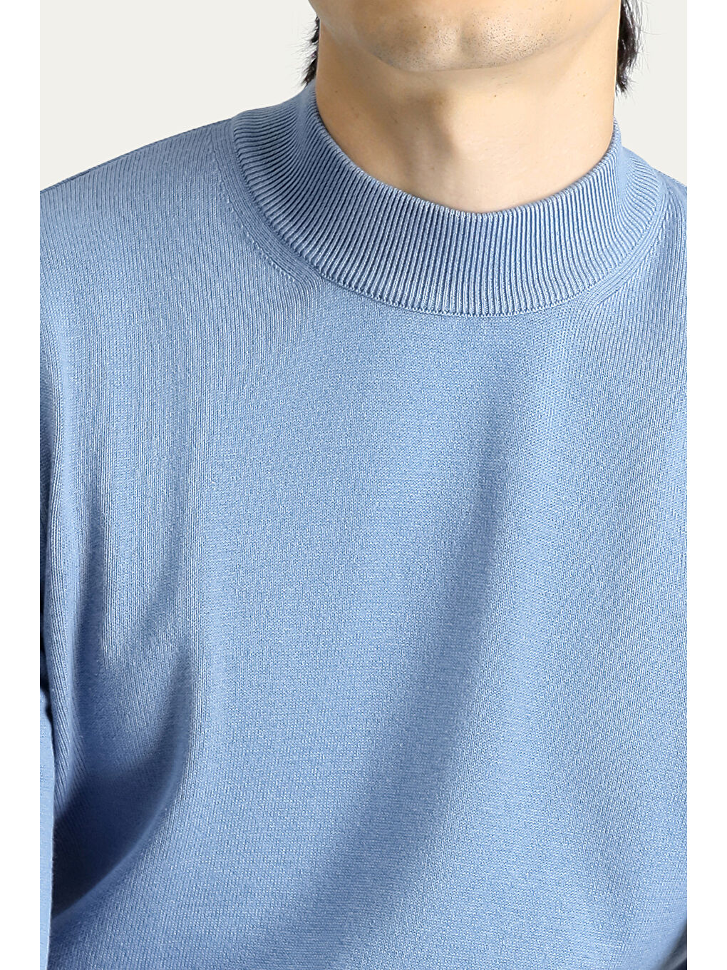 Mavi Bato Yaka Regular Fit Pamuklu Triko Büyük Beden Kazak-5