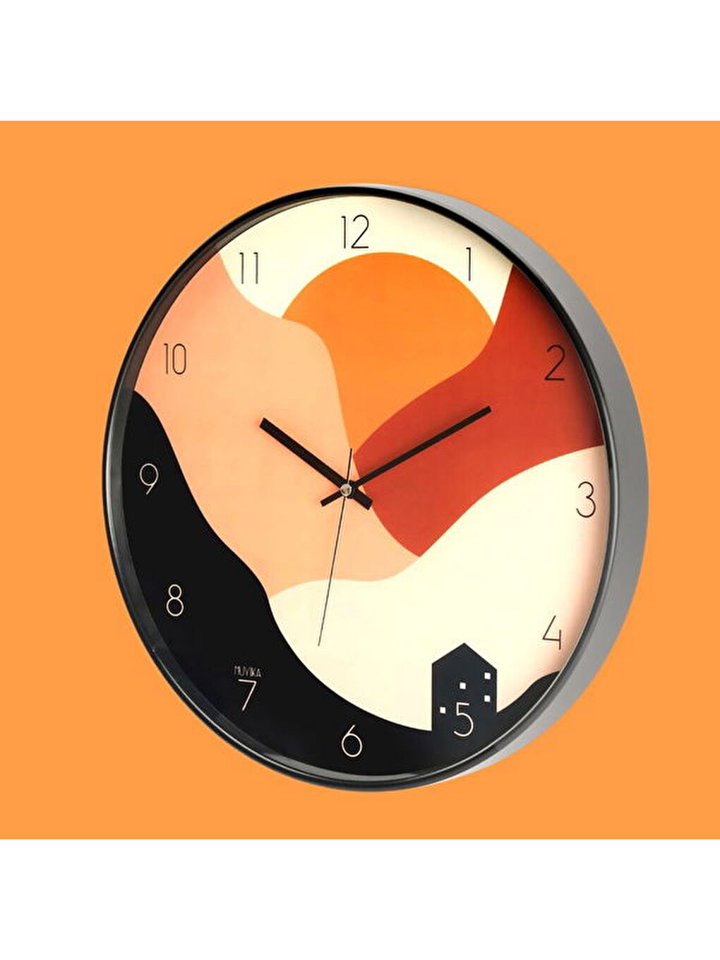 Karışık Batımı Camlı Duvar Saati - Renkli - 42 cm-4